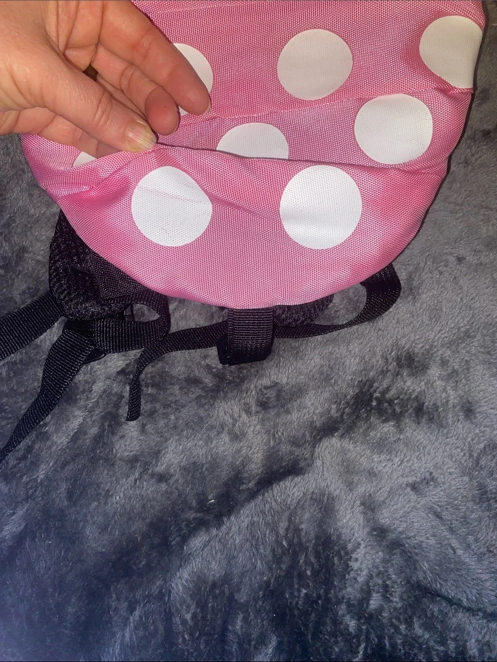MI-NI Pink Polka Dot Kids Backpack with Bow and Ear Detail